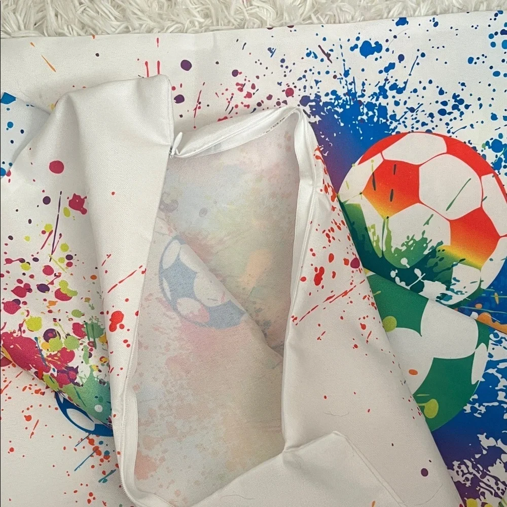 2 pcs Colorful Soccer Pillow Cover 16”x16”